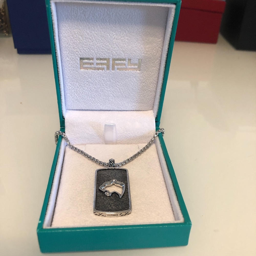 EFFY STERLING SILVER PANTHER DOG TAG NECKLACE